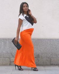 LONG ORANGE SKIRT