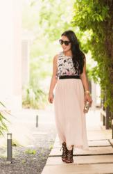 Pink Pleats + Lace-Up Sandals