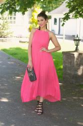 Pink Pleated Slip Dress