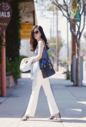 Denim Tank & White Trousers