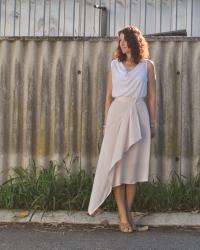 pale pink Issey Miyake skirt