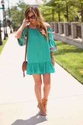 Teal Peplum Dress + Sunshine