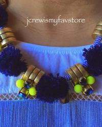 J. Crew Embroidered Flutter-Sleeve Tee and Metal Sphere Pom-Pom Necklace 