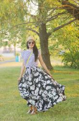 Lookbook: Print Mixing With Floral Maxi Skirt