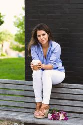 White Denim + Boyfriend Shirt