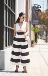 Summer Staples: Cropped Tie Front Top & Striped Wide Leg Pants