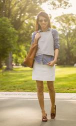 Gray Cropped + Blue Chambray