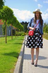 polka dot midi skirt