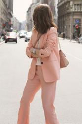 Pastel pink suit