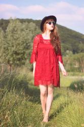 Red Crochet dress