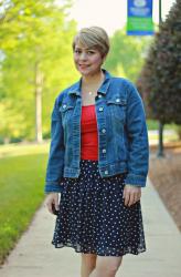 Navy Polka Dots, Red Chuck's & Shoe & Tell Link-up