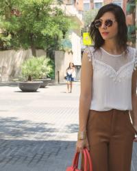 Fringed top and culotte pants