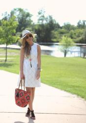 little white dress + fringe sandals 