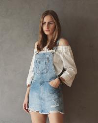 Denim dungaree dress