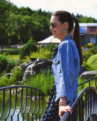 dark blue floral dress 