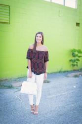 Patterned Off the Shoulder Top