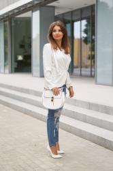 3MASZ FASON: BIAŁA MARYNARKA DOROTHY PERKINS || Biała marynarka i biała torebka w letniej stylizacji || White blazer, white bag and ripped jeans