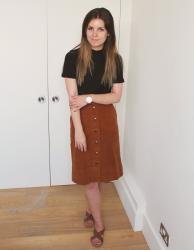 Outfit // Topshop Corduroy Button Front Midi