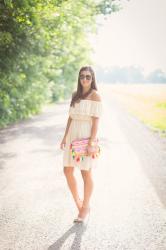 Neutral Off the Shoulder Dress