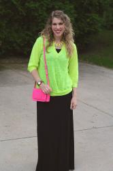 Black Maxi Dress and Neon