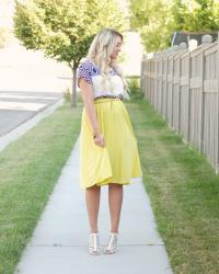 NEON SKIRT & BLUE ACCENTS + #WIWT LINK UP!