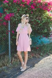 Pink Ruffled Off Shoulder Dress