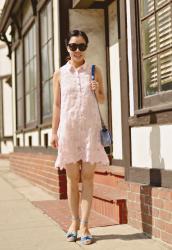 Floral Lace Dress & Denim Bow Shoes