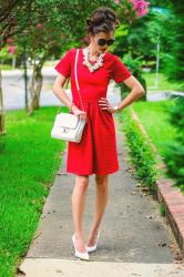 A high pony + a red dress