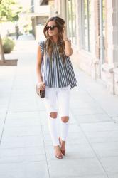 Striped Chambray + Distressed Denim