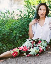 Vintage Tropical Print Pants
