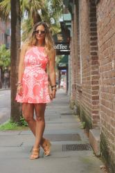 Outfit Post: Neon Orange & White Skater Dress