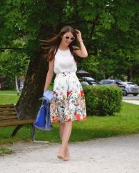 white floral skirt 