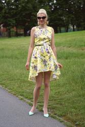 906 ==> Yellow floral print dress