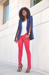 Cape Blazer + Tank + Moto Jeans