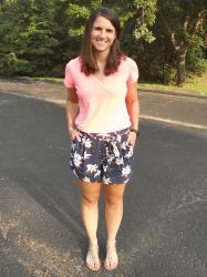 coral and floral (soft shorts)