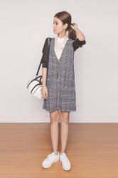 Pinafore(Jrunway pinafore dress, Zara bag, Topshop sneakers)...