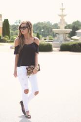 Off the Shoulder Black Top + Kitty Flats