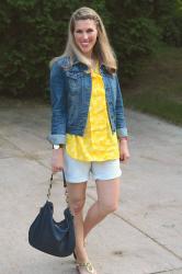 Yellow Tunic and Pinstripe Shorts