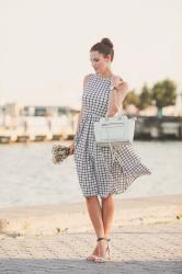 WHITE SQUARES MIDI DRESS