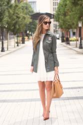 Ivory Chiffon + Army Green 