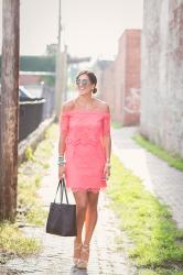 Coral Crochet Dress