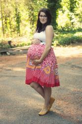 Maternity Style: Circle Skirt, Tank top, T-strap Shoes