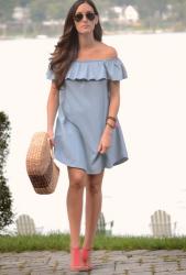 Chambray Off-The-Shoulder