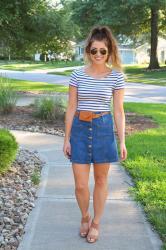 70s Denim Skirt + A Hip Belt.