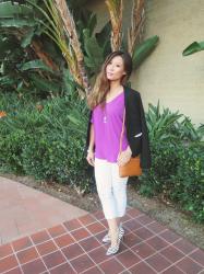 Purple Top + Zebra Pumps