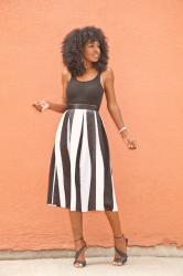 Fitted Tank + Striped Midi Skirt