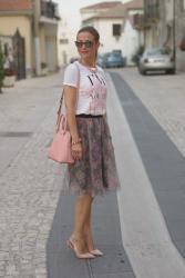 Floral tulle skirt: pink romantic outfit