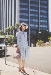 Blue Monday: Midi Skirt & Gladiator Sandals