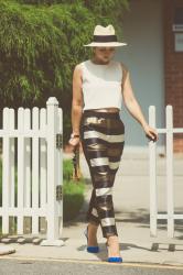 Heat wave:gold stripe pants