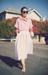 “Roman Holiday”: Pink Striped Shirt & Vintage Chanel